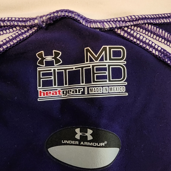 Under Armour Fitted Tank, Size Medium, Purple and White - Picture 2 of 2